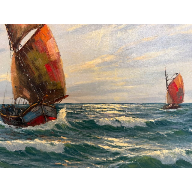 Gerhard Lukas Larsen (German 1911-1965) Oil Canvas Vintage, Maritime, Seascape For Sale - Image 12 of 13