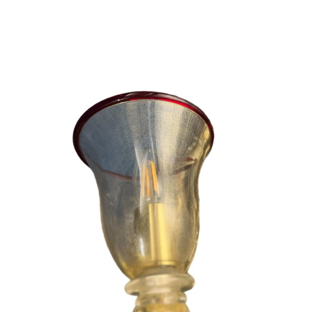 Murano 12 Arm Chandelier in Gold and Ruby Red For Sale - Image 10 of 12