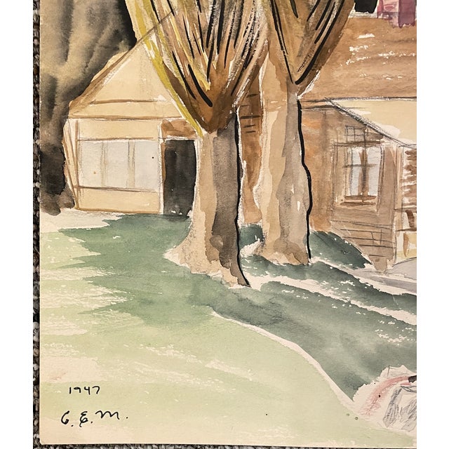 1947 landscape with a house by Northwest artist GE Matthews. Signed and dated lower left. From a larger group of works by...