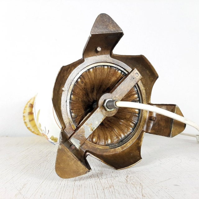 Metal Vintage Porcelain Glass Table Lamp, 1960s For Sale - Image 7 of 11