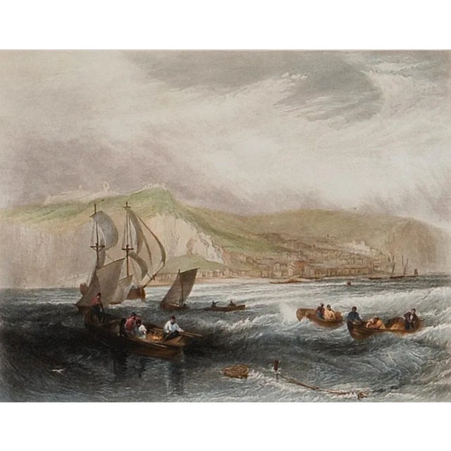 This beautiful 19th century framed engraving "Line Fishing Off Hastings" by William Miller is based on an original...