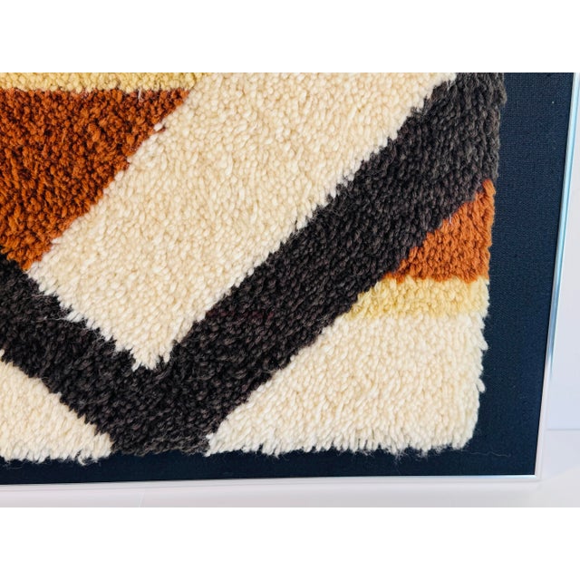 1960s Vintage 1960s Hojer Eksport Wilton Style Geometric Rya Wool Rug Wall Art Framed For Sale - Image 5 of 9