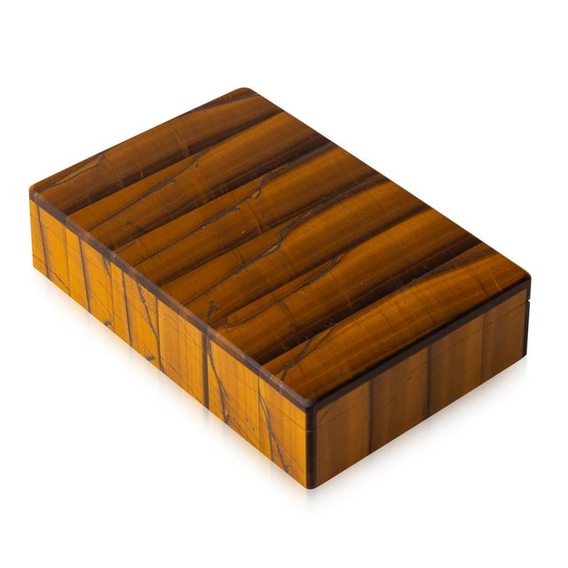 Vintage Tigers Eye Stone Box, 1960 For Sale - Image 3 of 11