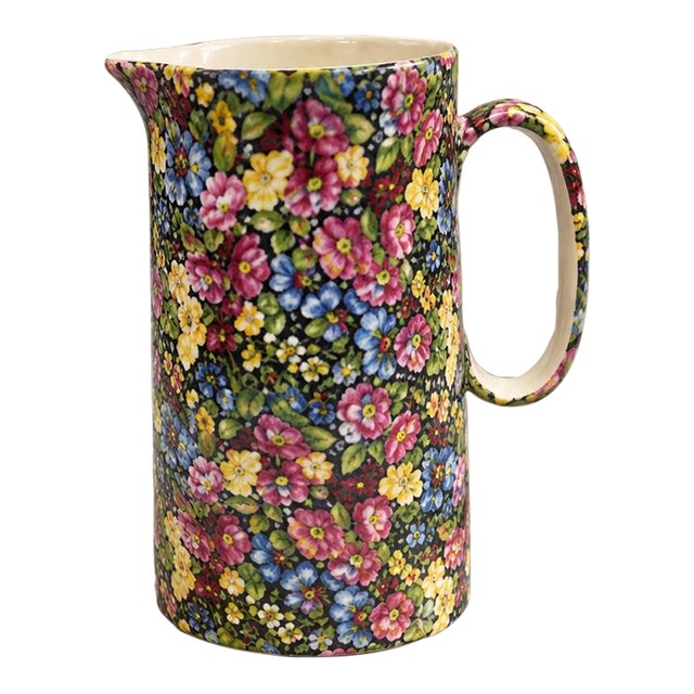 Vintage Crown B Burslem Staffordshire Chintz Floral Pitcher For Sale