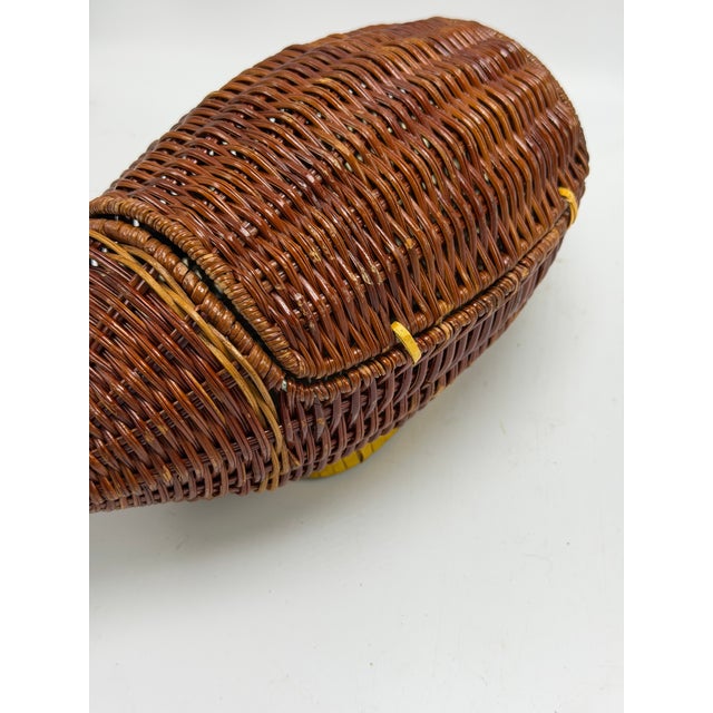 Wood Vintage Wicker Football Basket For Sale - Image 7 of 9