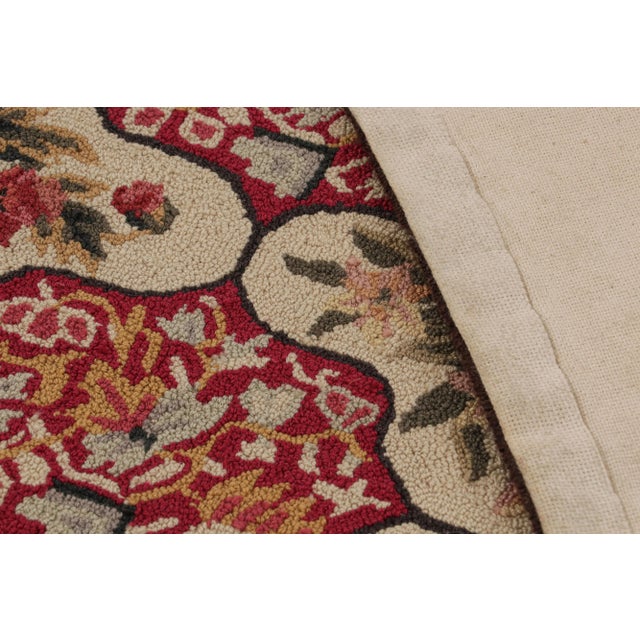 Textile Rare Antique Hooked Rug With Red & Beige Floral Patterns, From Rug & Kilim For Sale - Image 7 of 7