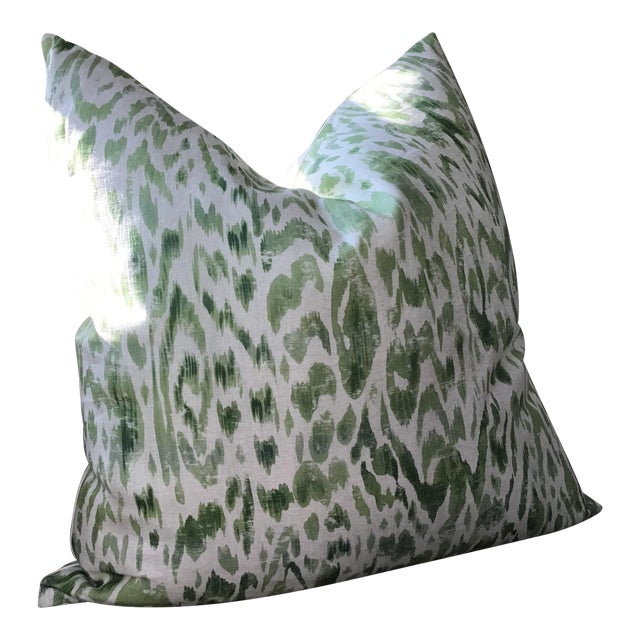 Thibaut “Carlotta” in Green and White-Single Pillow For Sale