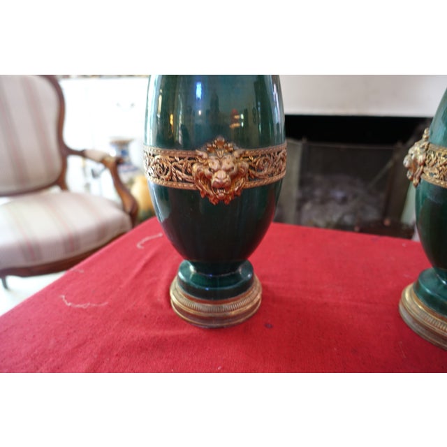 Large Art Deco Baluster Vases in Ceramic and Bronze, 1930s, Set of 2 For Sale - Image 3 of 7