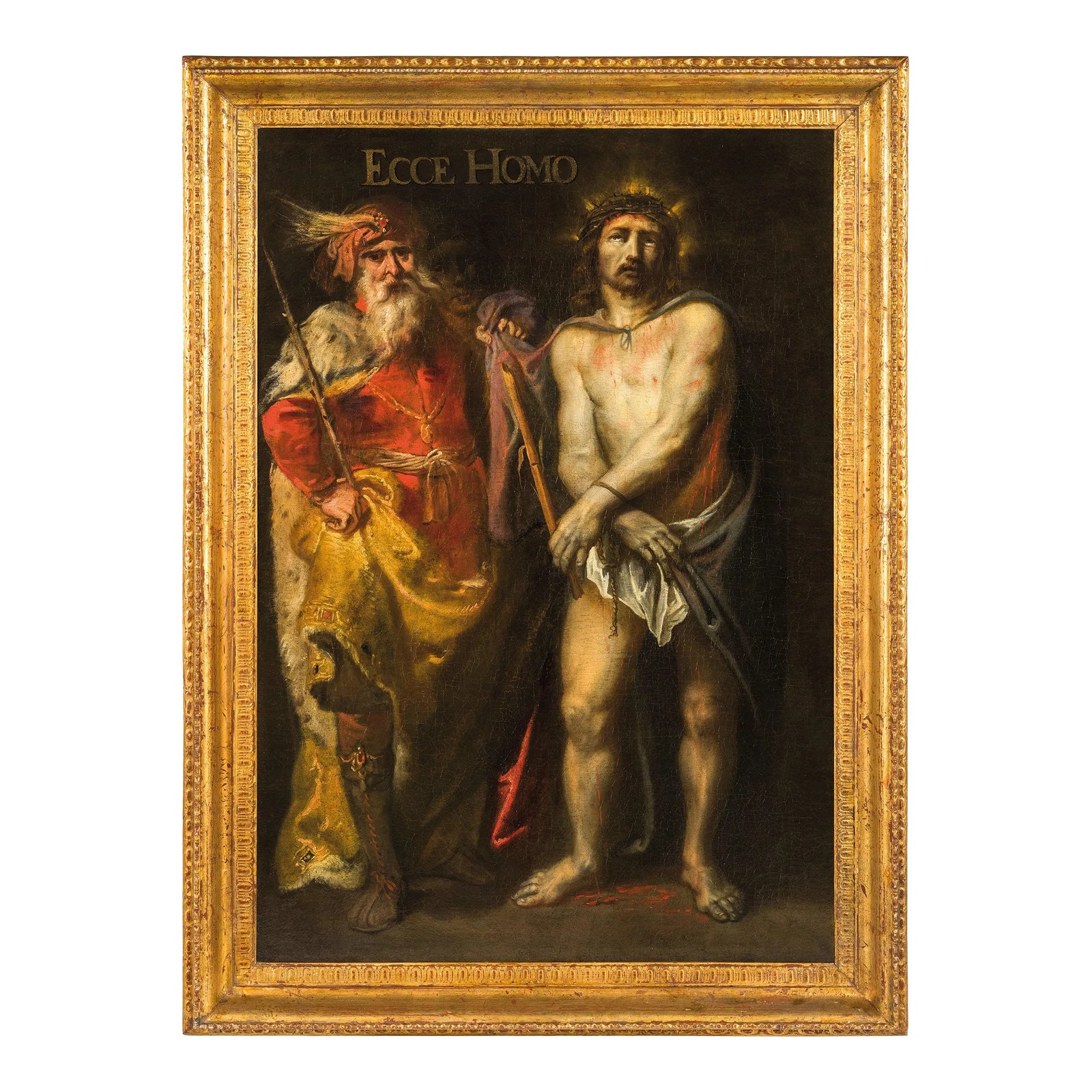 Old Master Flemish Oil on Canvas Baroque Painting Jesus Christ Ecce ...