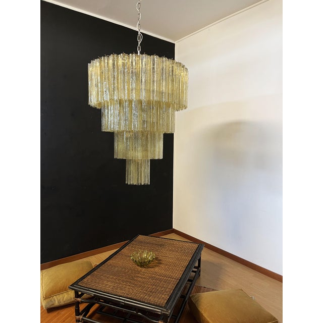 Vintage Murano Glass Tiered Chandelier with 78 Glasses in Light Amber, 1990s For Sale - Image 17 of 18