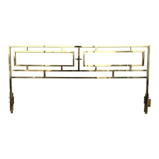 Vintage Hollywood Regency Brass King Headboard For Sale