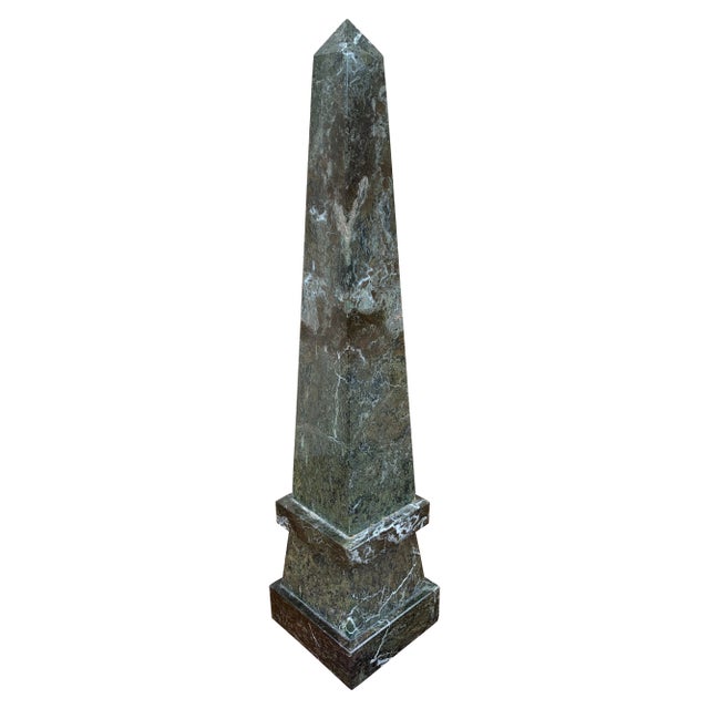 Neoclassical Solid Marble Black, Brown and Gray Obelisk For Sale