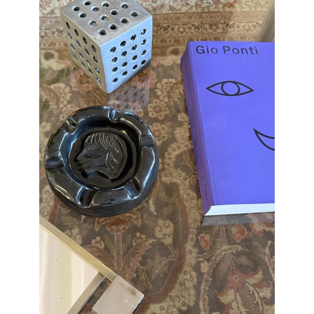 Ceramic Mid-Century Black Glazed Ceramic Ashtray from Accolay, France, 1960s For Sale - Image 7 of 14