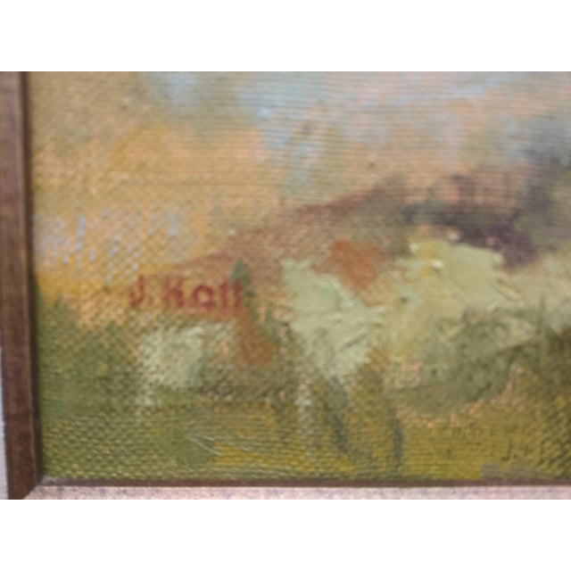 Mid Century Farmland Fields Landscape Oil Painting Signed For Sale In Charlotte - Image 6 of 12
