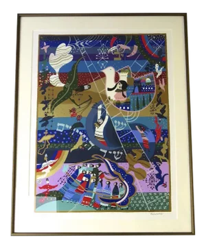 Late 20th Century Figurative Abstract Numbered Serigraph by Raphael Abecassis, Framed