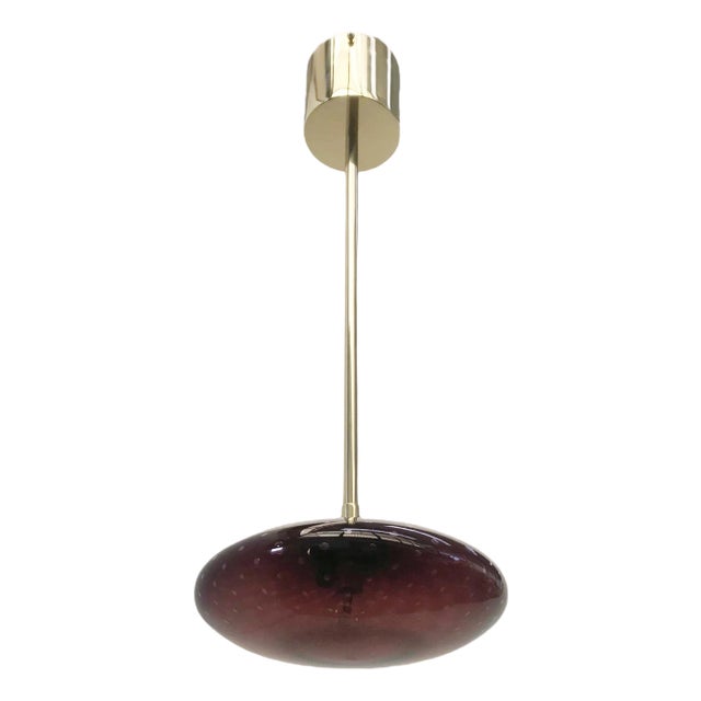Uno Polished Brass Amethyst Bubbles Shade Pendant by Fabio LTD For Sale