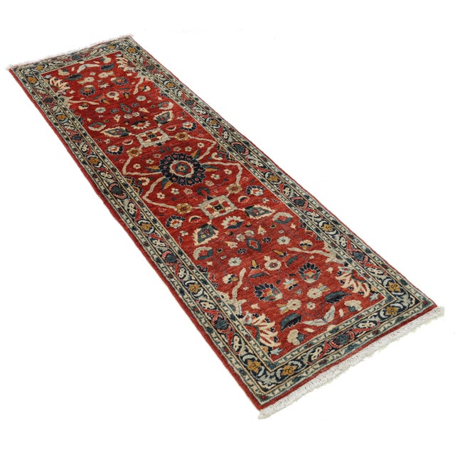 Traditional Red Color Fine Hand Knotted Persian Bidjar Runner For Sale - Image 3 of 4