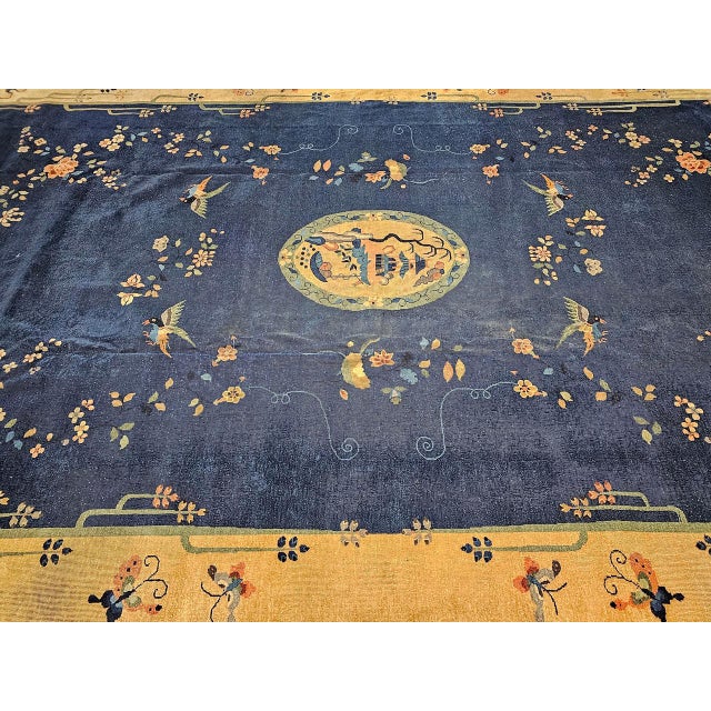 Vintage Chinese Art Deco Oversize Rug, Wool Pile, Pagoda Design, 12' X 20' For Sale - Image 4 of 16