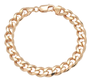 Gold Tone Sterling Silver Curb Link Bracelet, 28.26g, 8 Inch, Italy