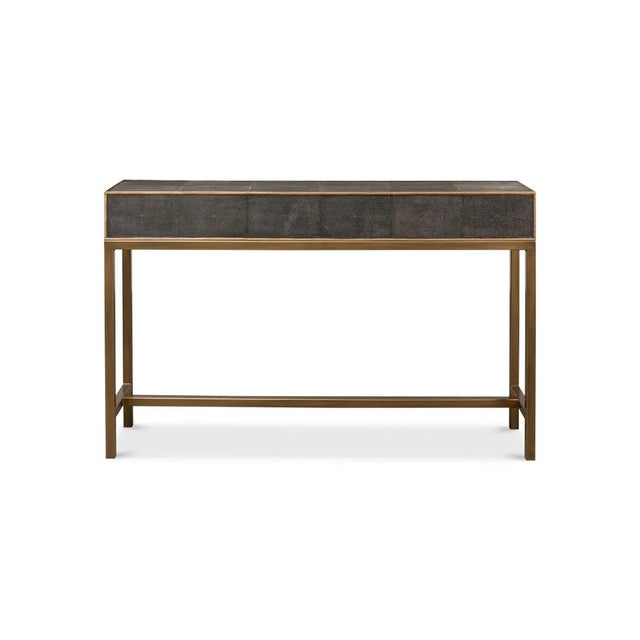 2020s Modern Grey Leather Wrapped Console For Sale - Image 5 of 11