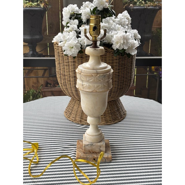 Antique Italian Hand Carved Alabaster Table Lamp For Sale - Image 14 of 18