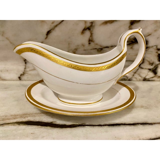 English English White & Gold Saucer W/ Underplate For Sale - Image 3 of 6