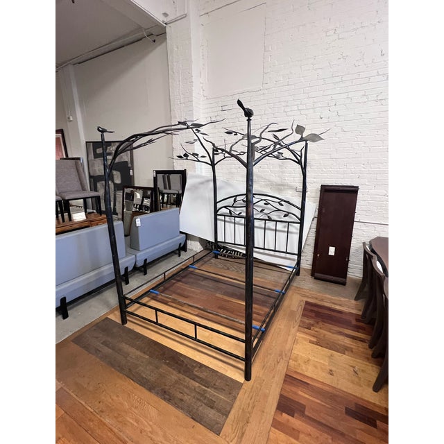 Queen Size Simply Santa Fe Bespoke Wrought Iron Botanical Canopy Bed Frame For Sale - Image 11 of 12