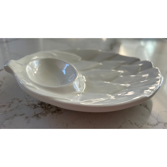 Traditional Mid 20th Century Artichoke Form White Majolica Style Ceramic Plates - Set of 6 For Sale - Image 3 of 7