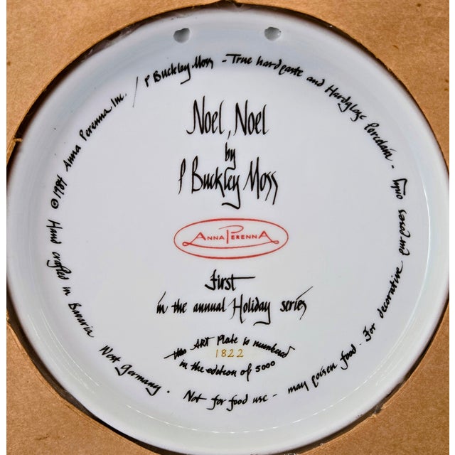 1980s Noel, Noel by P. Buckley Moss Framed Collectors Plate, Anna Perenna Bavaria For Sale - Image 9 of 11