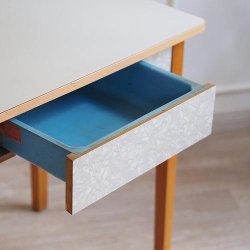 Mid-Century PVC Kitchen Table or Desk with Drawer For Sale - Image 4 of 18