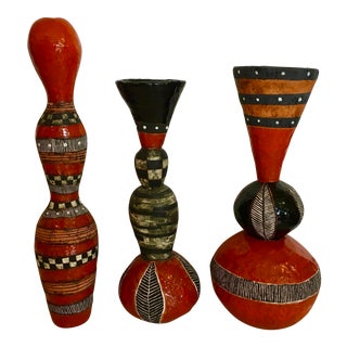 Studio Art Terra Cotta Vases - Set of 3 For Sale