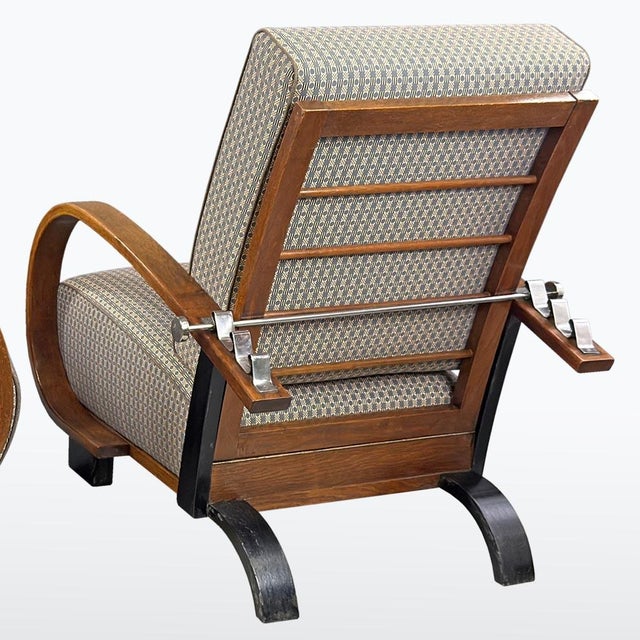 Vintage Art Deco Reclining Lounge Chairs, 1930s, Set of 2 For Sale - Image 9 of 15