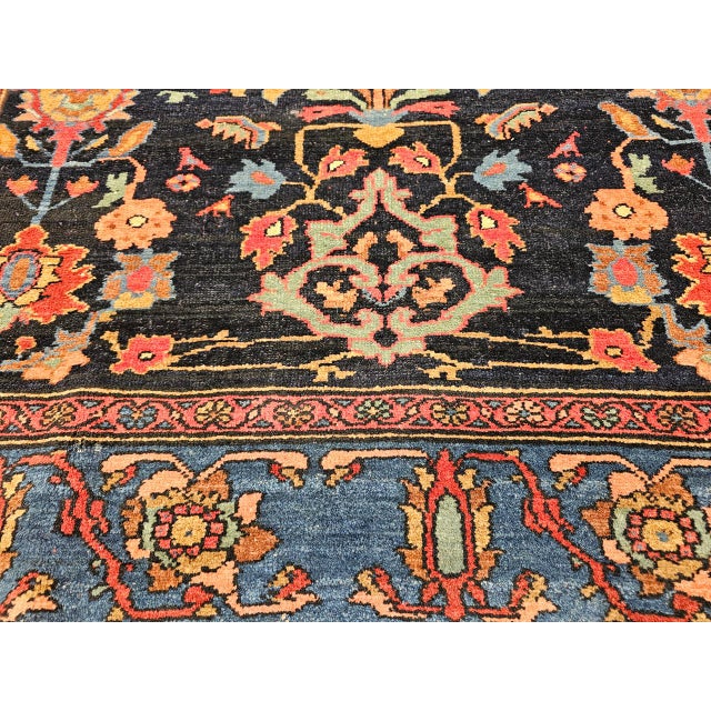 Antique Persian Malayer Rug, Hand-Knotted Wool, Geometric Pattern, 5x7, Navy and Green For Sale - Image 14 of 16