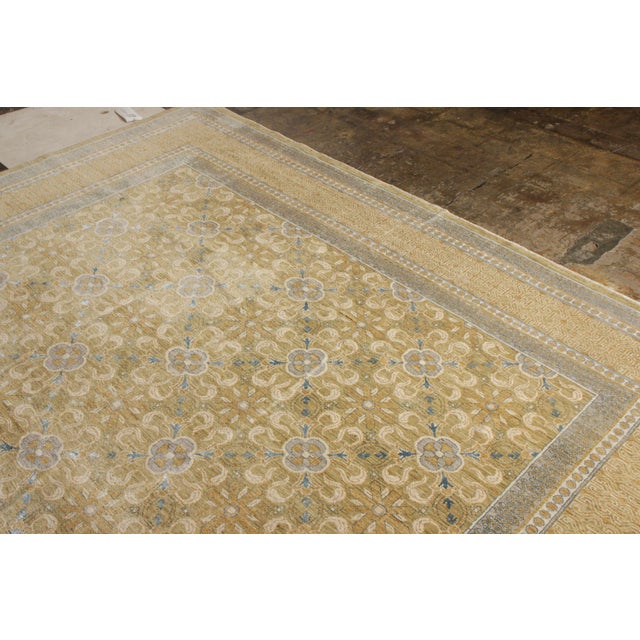 Rug & Kilim Rug & Kilim’s Transitional Style Rug in Blue, Beige-Brown Floral Pattern For Sale - Image 4 of 8