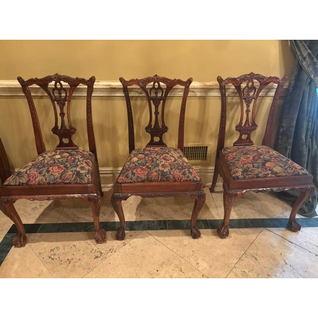 Wood Hand Carved Mahogany Chairs For Sale - Image 7 of 12