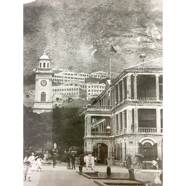 Vintage Prints of Central Hong Kong, Circa 1930 & 1862, Wood Framed, a Pair For Sale - Image 9 of 12