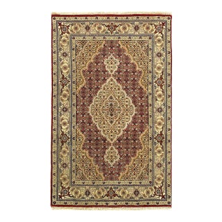 2020s Fine Hand Knotted Silk & Wool Tabriz Rug For Sale