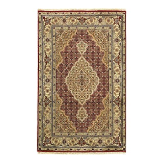 2020s Fine Hand Knotted Silk & Wool Tabriz Rug For Sale