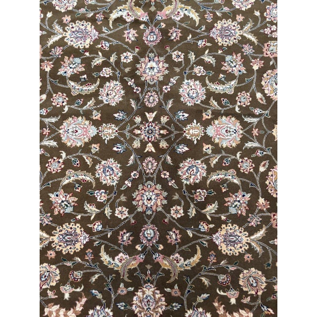 Silk and wool pile very fine Persian Tabriz style rug hand woven in China-