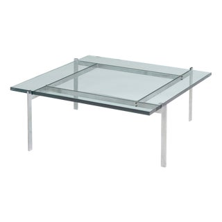 Vintage PK61 Coffee Table in Steel and Glass by Poul Kjærholm for Fritz Hansen, 1960s For Sale