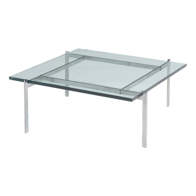 Vintage PK61 Coffee Table in Steel and Glass by Poul Kjærholm for Fritz Hansen, 1960s For Sale