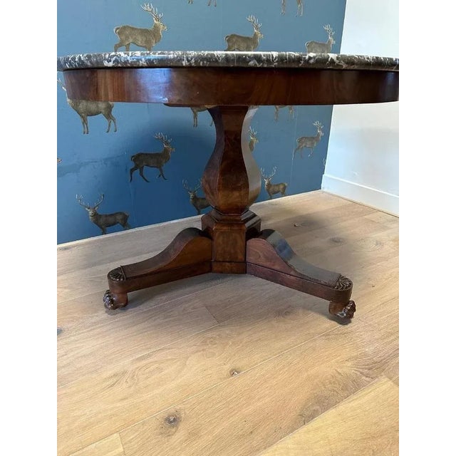 Wood French Mahogany Gueridon Table with Marble Top For Sale - Image 7 of 9
