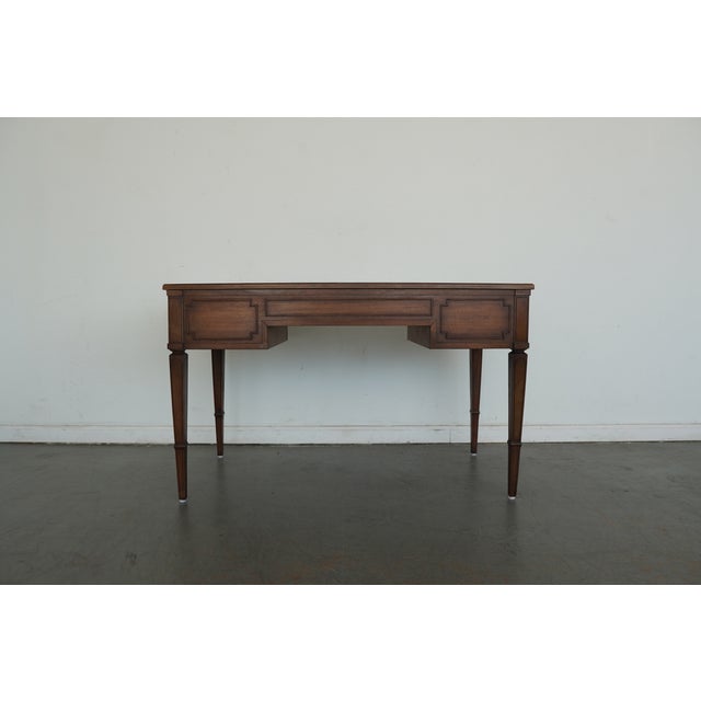 Baker Furniture Company Attributed to Baker Furniture Leather Top Plat Desk For Sale - Image 4 of 15