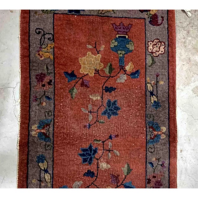 1920s 1920s Handmade Antique Art Deco Chinese Rug 2.1' X 4.3' For Sale - Image 5 of 8