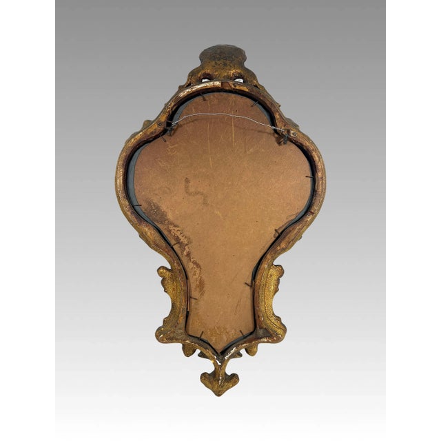 Gold Antique Venetian Rococo Gilt Wall Mirror With Olive Green Highlights, Grotto Style, Italy For Sale - Image 8 of 8