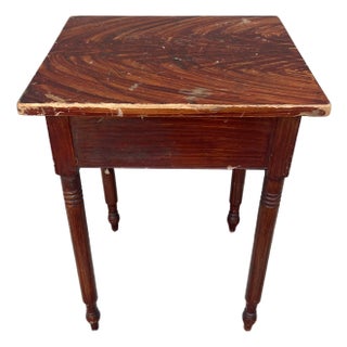 Antique Faux Mahogany Paint Decorated Pennsylvania Sheraton Side Table, Attributed to John Rupp, Hanover, Pa, Circa 1860's For Sale