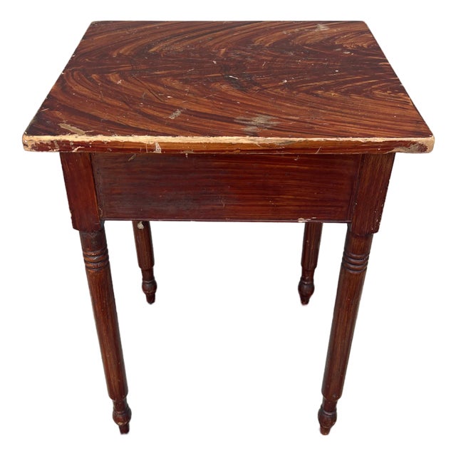 Antique Faux Mahogany Paint Decorated Pennsylvania Sheraton Side Table, Attributed to John Rupp, Hanover, Pa, Circa 1860's For Sale