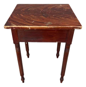 Antique Faux Mahogany Paint Decorated Pennsylvania Sheraton Side Table, Attributed to John Rupp, Hanover, Pa, Circa 1860's