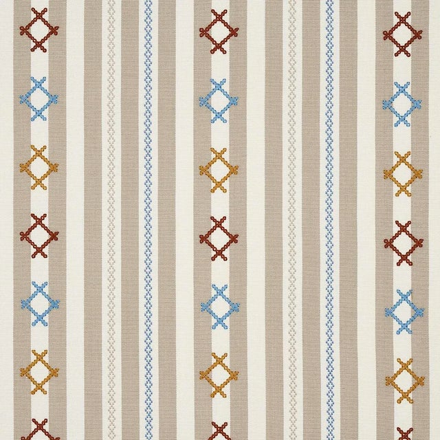 Schumacher Rhodes Stripe Fabric in Neutral For Sale In Charlotte - Image 6 of 6