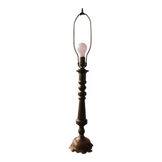 Mid-Century Tall Patinaed Brass Neoclassical Table Lamp For Sale